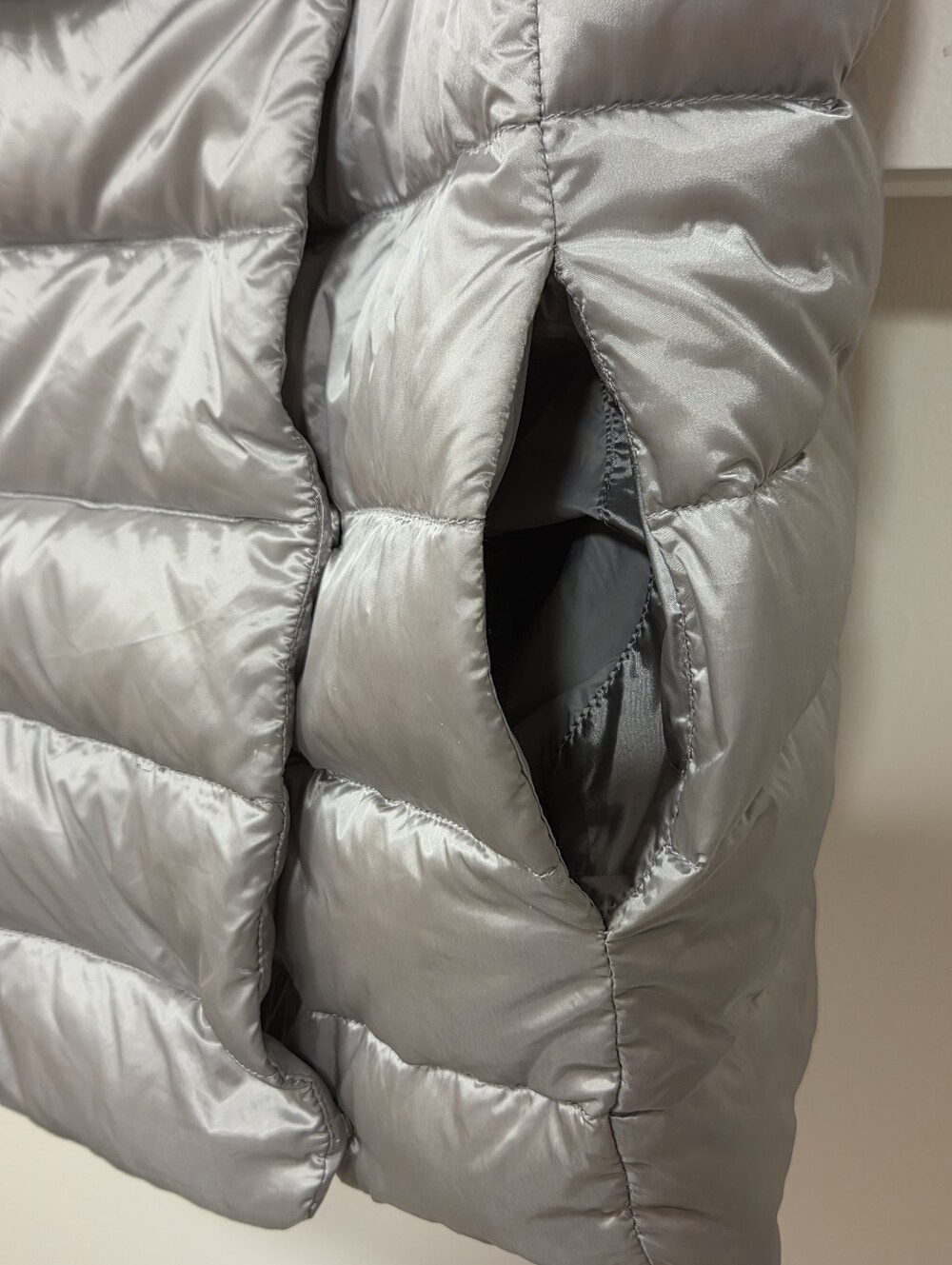 Lauren Ralph Lauren Down Puffer Vest Silver Grey Double Breasted Small - Picture 6 of 11